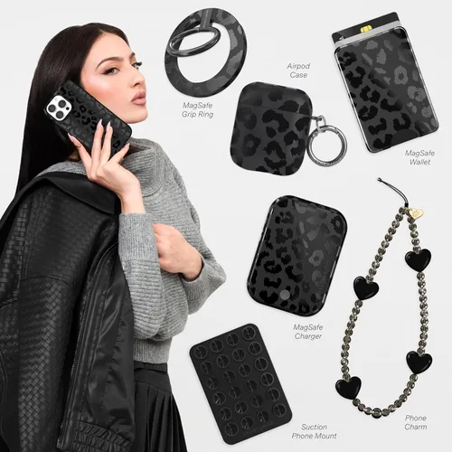 Vista 2 de VELVET CAVIAR Funda para iPhone 13 Pro Max con estampado de leopardo y guepardo negro, compatible con MagSafe, probada en caídas de 10 pies