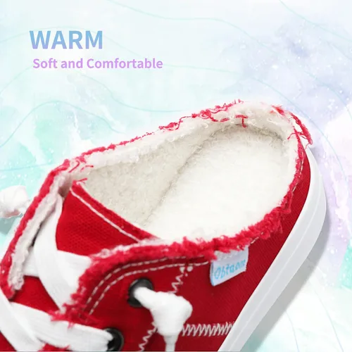Vista 5 de Obtaom Zapatillas de lona para mujer, con espuma viscoelástica, cómodas, sin espalda, para vacaciones