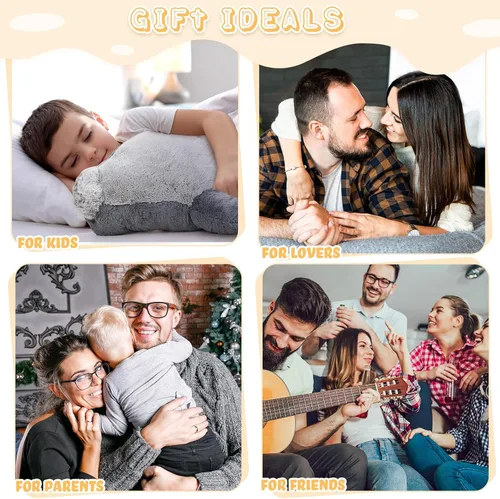 Vista 7 de Poen Peluche de foca gigante de 39 pulgadas, grande, grande, suave, tierno, color gris, adorable almohada grande, regalo para niños, compañero