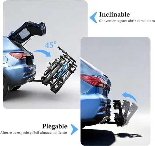 Vista 4 de Portabicicletas de Enganche para 2 Bicicletas Portabicicletas Plegable con Montaje de Enganche (Receptor de 2 Pulgadas) Portabicicletas con 2 Brazos