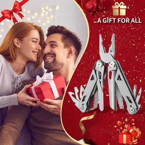Vista 9 de POXIMO Multiherramienta 17 en 1, regalos para hombres, papá, él, alicates multiherramientas, kits de herramientas EDC, rellenos de calcetines