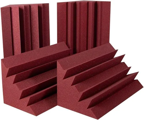 Vista 4 de Auralex Acoustics LENRD, paneles de absorción acústica, trampa para graves, 8 unidades, color borgoña, Carbón