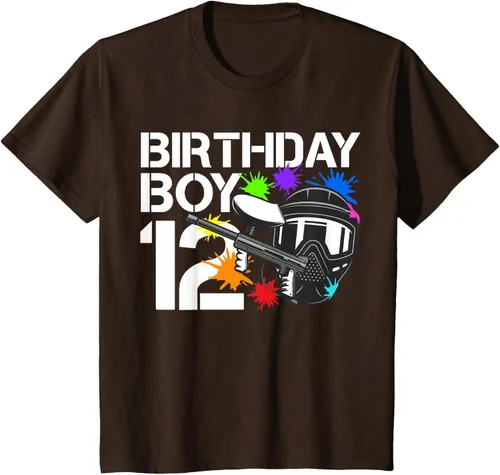 Vista 34 de 12th B-Day Paintball Birthday Party Boy 12 Year Old Funny T-Shirt, Negro