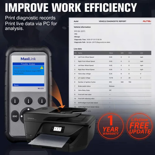 Vista 8 de 2026 Nuevo Autel ML629 Escáner OBD2, herramienta de diagnóstico de transmisión del motor ABS SRS, lector de códigos OBDII completo para mecánicos