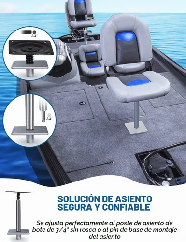 Vista 3 de MATINA Base de asiento de barco, pedestal y base de aluminio de 7 x 7 pulgadas con enchufe de poste de pasador de 3/4 pulgadas, accesorios de barco