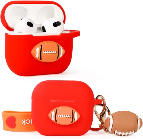 Vista 2 de Funda para AirPods de tercera generación con mosquetón de cordón para muñeca, bonita funda protectora de silicona a prueba de golpes con múltiples