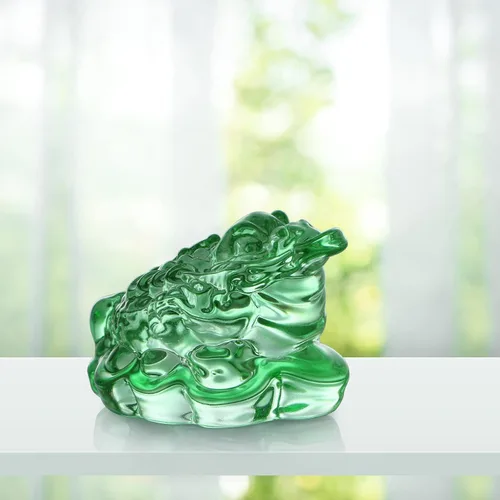 Vista 5 de MDLUU Paquete de 2 estatuas de sapo de dinero, ranas de la fortuna de cristal Feng Shui, amuleto de buena suerte para caja registradora, escritorio