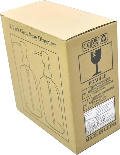 Vista 7 de Paquete de 2 dispensadores de jabón de vidrio con bomba, dispensador de jabón líquido de 13.5 fl oz para lavar líquido, champú y loción, dispensador