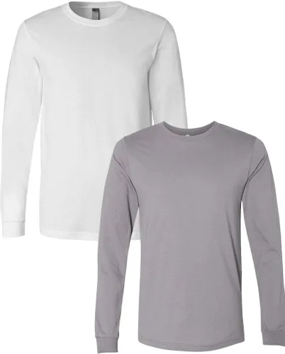Vista 27 de Canvas Filmore 3501 - Camiseta de 4.2 onzas para hombre manga larga (1) Ceniza + (1) Jaspeado atlético