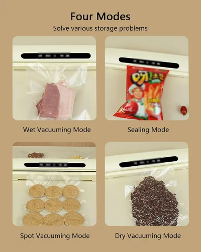 Vista 5 de Sellador al vacío portátil, sellador de alimentos multifunción con pantalla LED, compatible con seco/húmedo/aceite/polvo, sellador al vacío