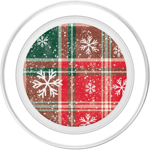 Vista 2 de PopSockets MagSafe PopGrip con patrón de cuadros navideños rojos y verdes y copos de nieve para iPhone