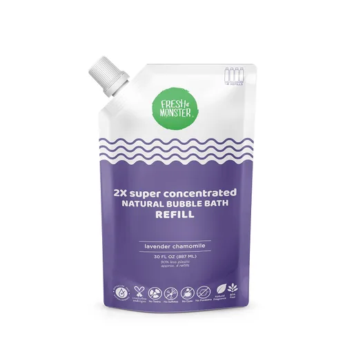 Vista 8 de Fresh Monster Baño de burbujas espumoso para niños, hipoalergénico, natural para niños y niños pequeños, súper concentrado, aroma calmante a
