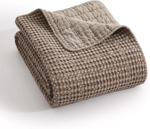 Vista 9 de Levtex Home - Colección Mills Waffle - Manta - Waffle de algodón Adobe - Tamaño de la manta 50 x 60 pulgadas.