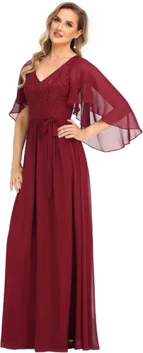 Vista 3 de Ever-Pretty Vestido de fiesta de noche de gasa con cuello en V para mujer 0640