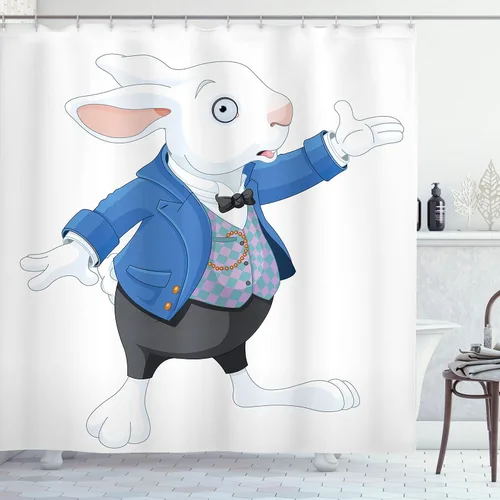 Vista 17 de Ambesonne Decor Collection, juego de cortina con ganchos para regadera