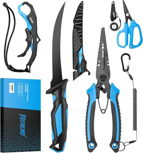 Vista 10 de Kit de herramientas de pesca, equipo de pesca, alicates de pesca con funda, cuchillo de filete, tijeras de pesca, pinza de labios de pescado