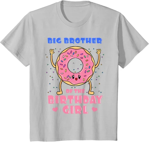 Vista 32 de Big Brother Of The Birthday Girl Donut Bday Party Bro Sib Camiseta, Negro, S