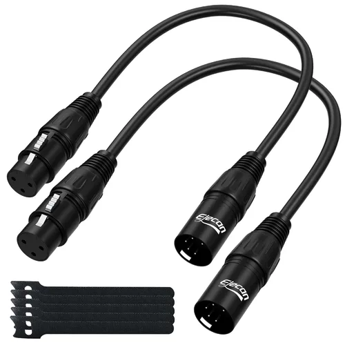 Vista 7 de Elecan Cable adaptador DMX DMX512 hembra a 3 pines XLR macho DMX Turnaround de 0.5 pies/2 unidades, transmisión de señal premium para micrófono