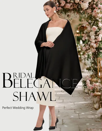 Vista 2 de PULI Bufanda y chal tipo pashmina para mujer, accesorio para vestido de noche, gran bufanda manta larga, chal para boda nupcial de invierno