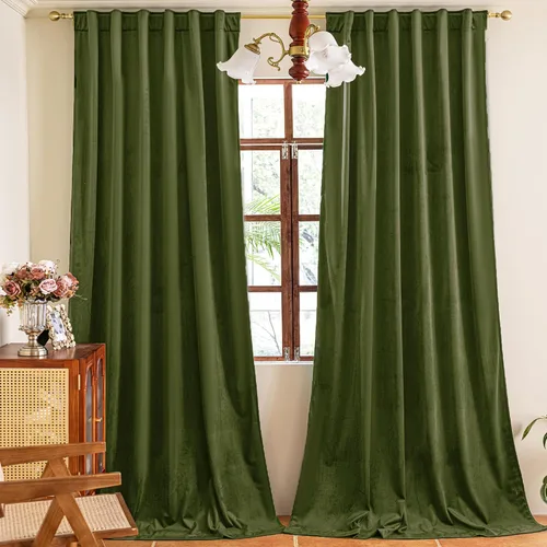Vista 10 de YOFUN Cortinas de terciopelo negro de 84 pulgadas de largo, con pestaña trasera, paneles de protección de privacidad