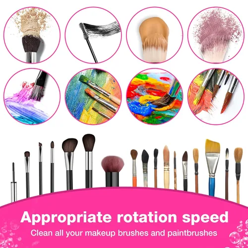 Vista 4 de Limpiador de brochas de maquillaje, máquina limpiadora automática de brochas de maquillaje, limpiador eléctrico portátil de secado rápido y limpieza