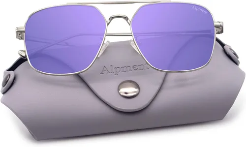 Vista 4 de ALPMENT Gafas de sol de aviador para hombre, lentes polarizadas TAC, marco de metal de estilo militar con patillas de bayoneta NL1005