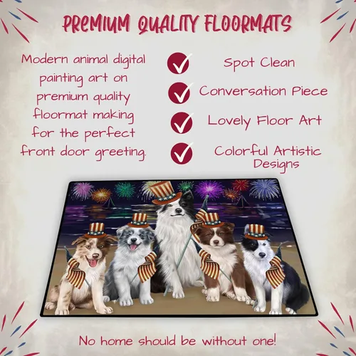 Vista 5 de Doggie of the Day Border Collie Dogs Floor Mat - 4th of July Independence Day - Best Dog Doormat - Protector Decor - Unique Portrait Art - Premium