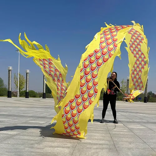 Vista 8 de Dragon Poi - Cinta de dragón de seda para gimnasia, colorida cometa de poi/dragón con cabeza, cinta de bandera de baile para adultos mayores