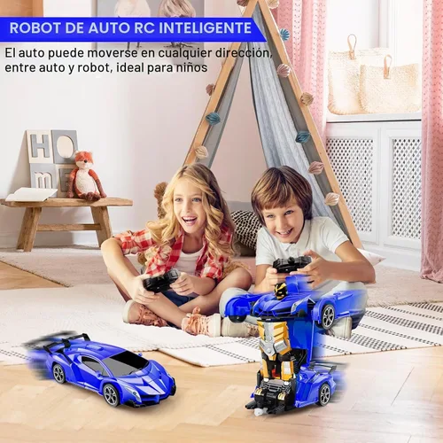 Vista 2 de Blackma Carro a Control Remoto – Transformar, Deformación con Un Botón y Deriva Giratoria de 360°, Carro RC Robot Transformable con Luz LED, Regalos
