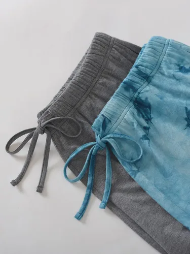 Vista 2 de Latuza Pantalones cortos de pijama para mujer, suaves y cómodos, paquete de 2