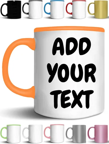 Vista 7 de Tazas de café personalizadas, añade tu nombre, texto o letras, tazas de cerámica personalizadas con varios colores y fuentes, taza con monograma
