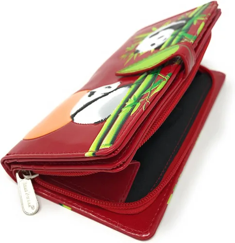Vista 4 de Shag Wear Cartera grande para mujer de piel vegana color rojo 7 pulgadas