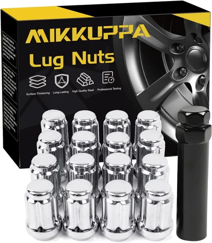 Vista 28 de MIKKUPPA Tuercas de llanta de 1/2-20, 20 tuercas hexagonales negras de extremo cerrado de 0.669 in