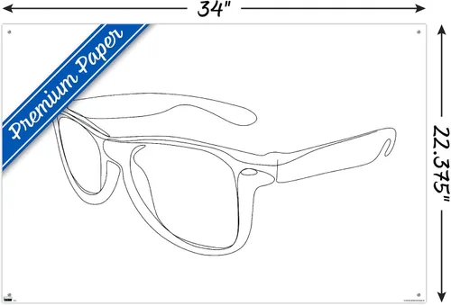 Vista 3 de Trends International LÍNEA Y CEPILLO - Póster de pared de gafas de sol de línea continua con chinchetas