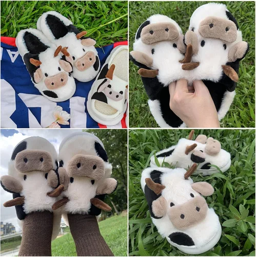 Vista 6 de Lindas pantuflas para mujeres, hombres y niñas, pantuflas de felpa suave y esponjosas para casa, ligeras, acogedoras, para interiores y exteriores