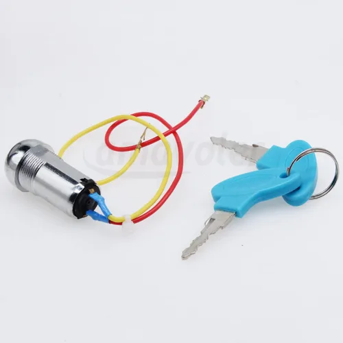 Vista 4 de Interruptor de Encendido de 2 Cables Interruptor de Arranque con Llave con 2 Llaves Encendido-Apagado Apto para Scooter Eléctrico ATV Ciclomotor Go