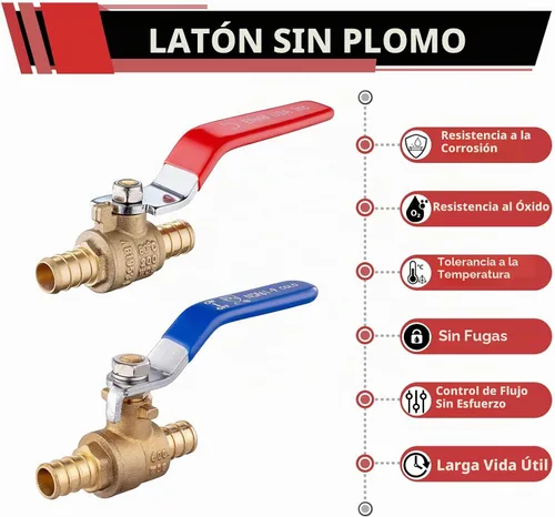 Vista 3 de 2pcs EFIELD 1/2" PEX Barb Crimp válvula de bola de latón (Válvula 001-2)