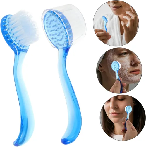 Vista 9 de Artibetter Cepillo facial de silicona, 4 piezas, cepillo de limpieza facial con mango, cepillo exfoliante facial de cerdas suaves, cepillo limpiador