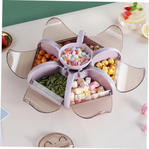 Vista 7 de DOITOOL Bandeja de almacenamiento de bocadillos, tipo flor, caja de dulces de frutas, platos de frutas secas, contenedor de almacenamiento