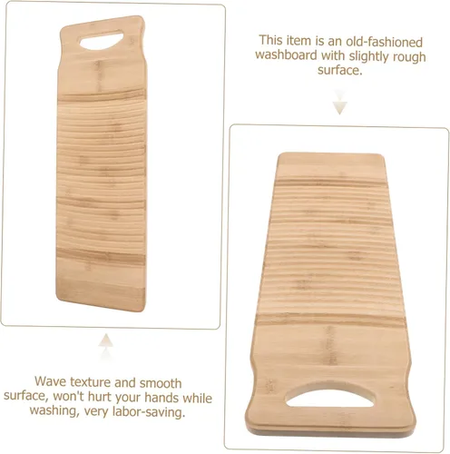 Vista 8 de Hemoton Tabla de lavado de madera, tabla de lavar a mano, tabla de lavar a mano para suministros de lavandería para el hogar, L
