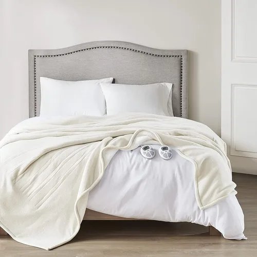 Vista 16 de Serta - Manta de vellón sherpa reversible, ultrasuave y tejida, manta térmica, manta eléctrica; cómoda, agradable y abriga y protege del frío