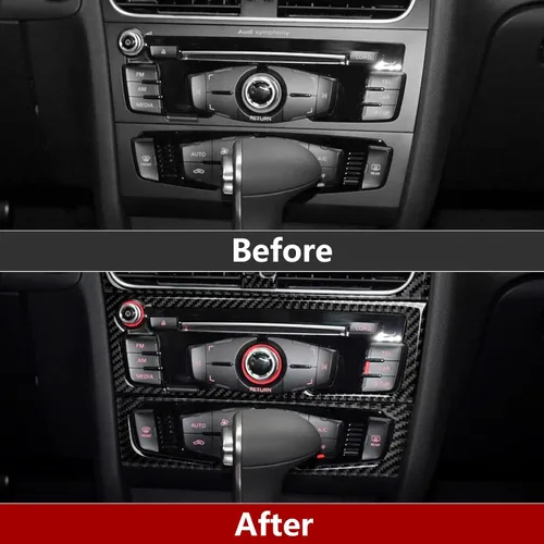 Vista 4 de Adhesivos para panel de CD de aire acondicionado para Audi A4 A5 S4 S5 RS4 RS5 Q5 accesorios de fibra de carbono interior pegatinas, estilo B