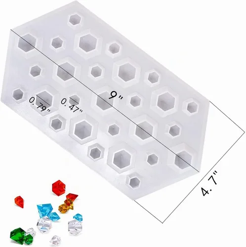 Vista 2 de 2 moldes de silicona con gemas de diamante 3D, molde de silicona transparente para hacer proyectos de manualidades de resina epoxi Silicona