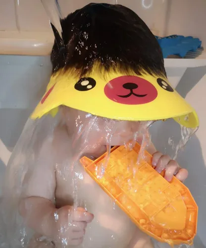 Vista 4 de Gorra de protección de baño con diseño de caricaturas para bebés, niños pequeños, 3