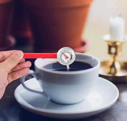 Vista 7 de Paquete de 2 Termómetros de Lectura Instantánea de Bolsillo para Espumar Leche con Esfera de 1 Pulgada y Sonda de 5 Pulgadas con Clip, Mejor