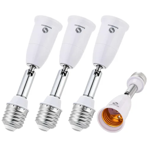 Vista 8 de RONG&LAN - Extensor de enchufe de luz E26/E27, 180 grados de flexión, adaptador extensor de enchufe, extensión ajustable E26/E27 a E26/E27