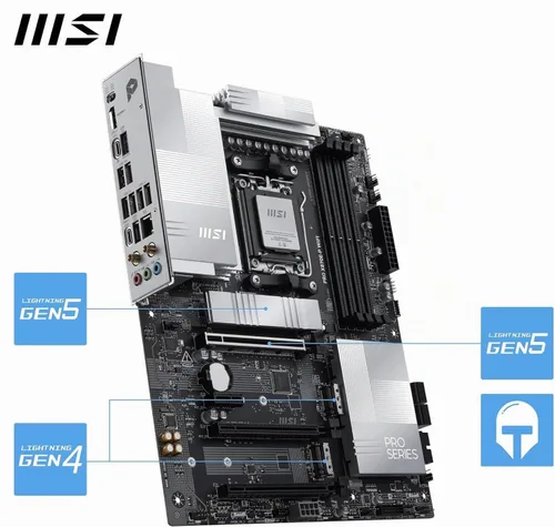 Vista 9 de Micro Center AMD Ryzen 7 9800X3D Processor with MSI PRO X870E-P Motherboard Combo de placa base de CPU, listo para AI, AM5, PCIe 5.0, DDR5, M.2 AMD