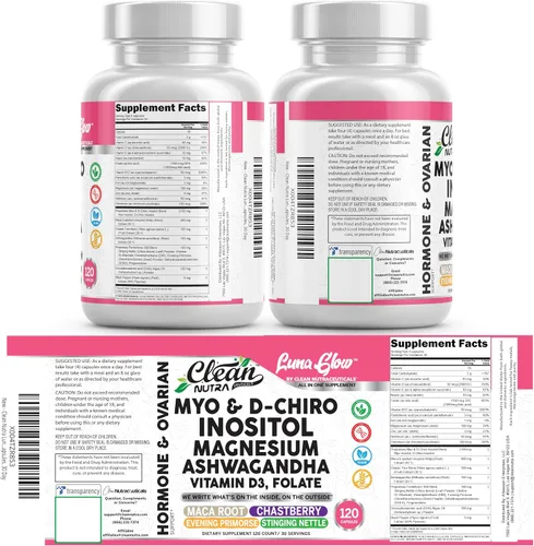 Vista 9 de Myo Inositol D Chiro Inositol Suplemento para mujeres – Balance Hormonal con Magnesio Ashwagandha Vitamina D3 Folato Maca Raíz Casteberry Onagra