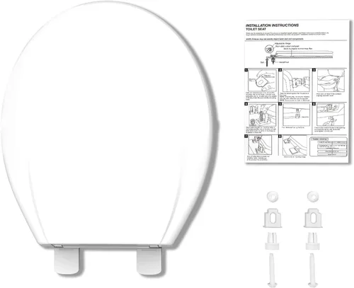 Vista 6 de Asiento de inodoro redondo de cierre lento, fácil de instalar y limpiar, asiento de inodoro de cierre suave, asiento desmontable para uso