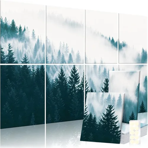 Vista 13 de Paquete de 4 paneles acústicos artísticos autoadhesivos para pared, 16 x 16 x 0.5 pulgadas, paneles acústicos decorativos para pared, paneles